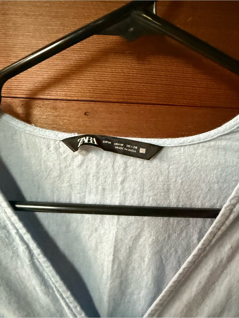 Zara Light Blue Embroidered V-Neck Mini Dress - Picture 4 of 5